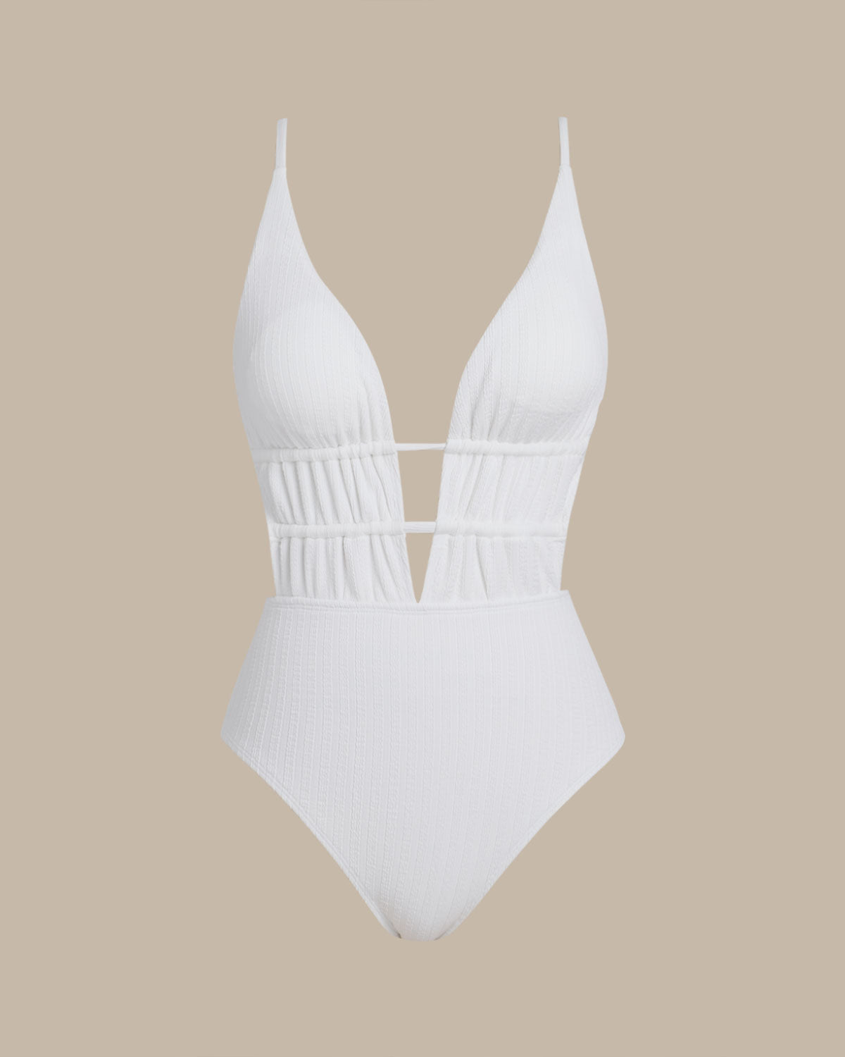 Beyaz Bralette Dokulu Tek Parça Mayo