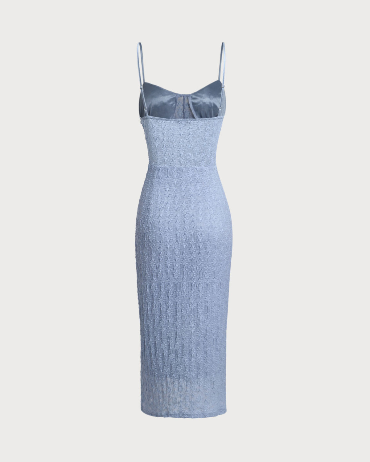 Mavi Dantelli Slip Vücuda Oturan Midi Elbise