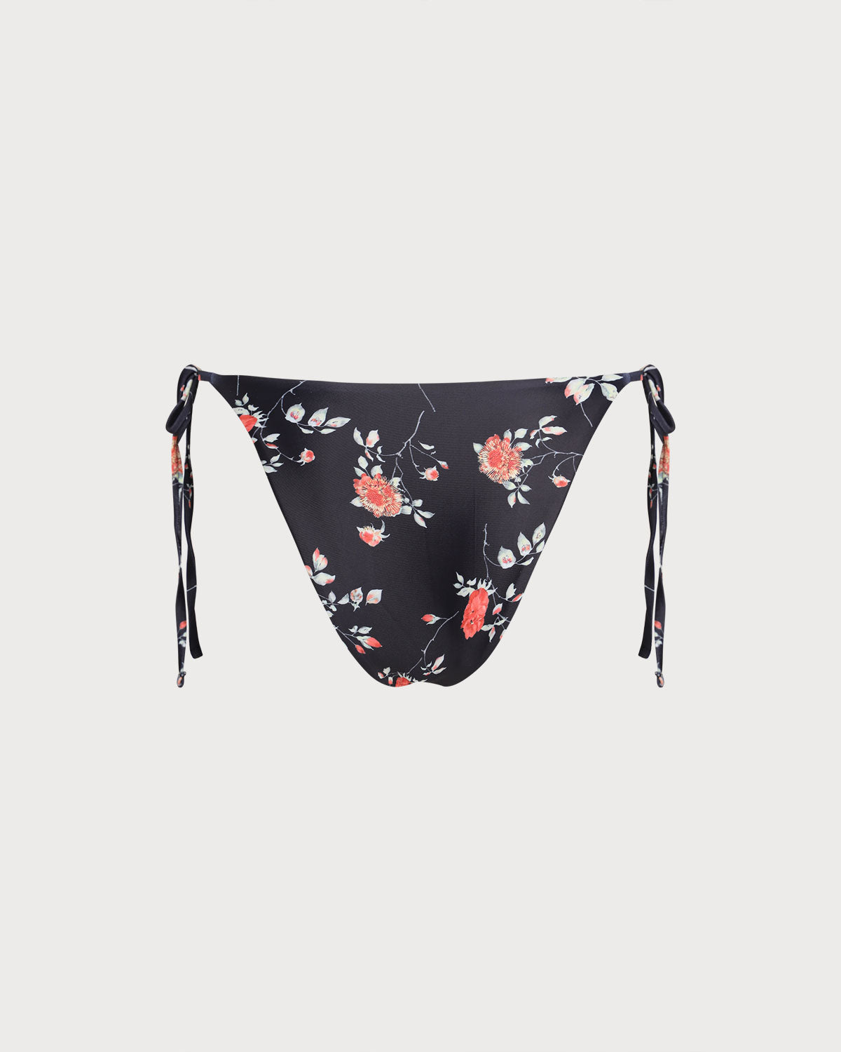 Siyah Çiçekli Bağcıklı Bikini Altı