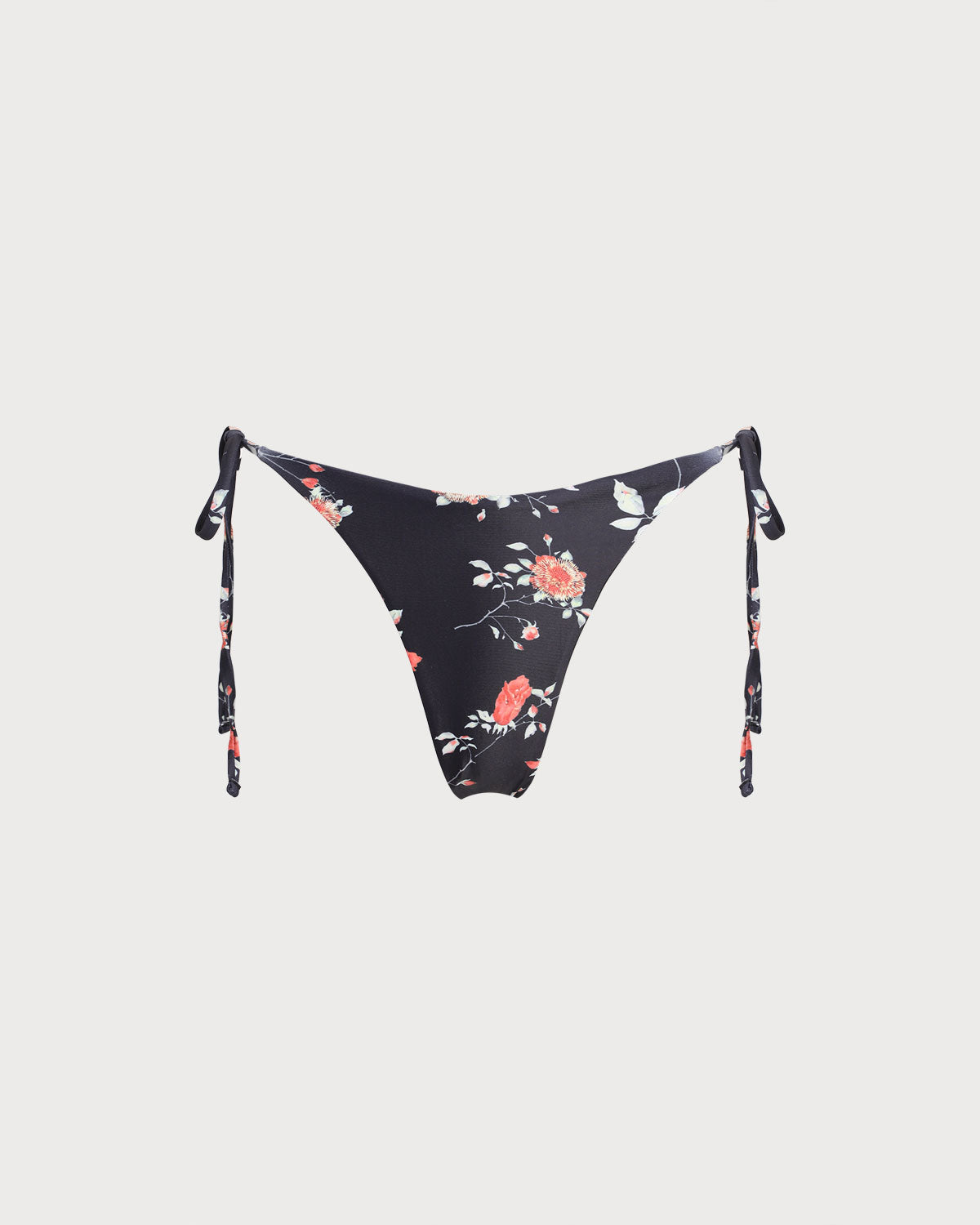 Siyah Çiçekli Bağcıklı Bikini Altı