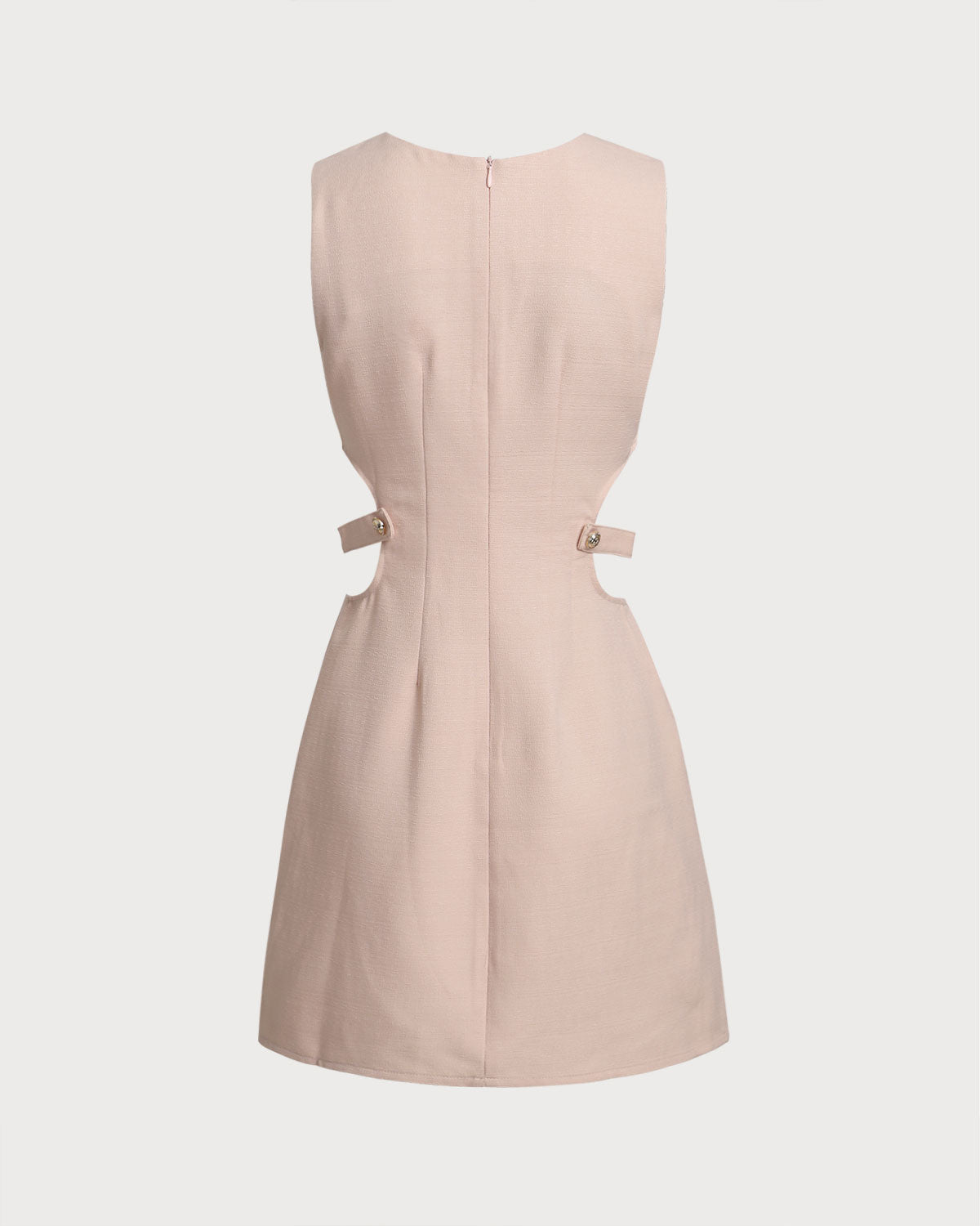 Pembe Tekne Yaka Kolsuz Mini Elbise