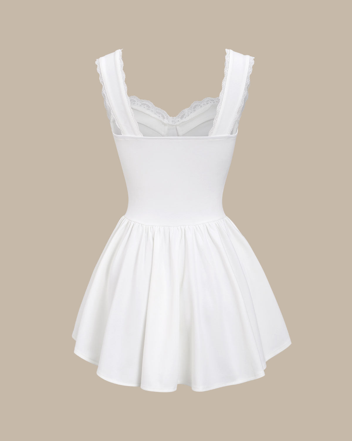 Bettydress-Beyaz Kalp Yaka Korse Mini Elbise