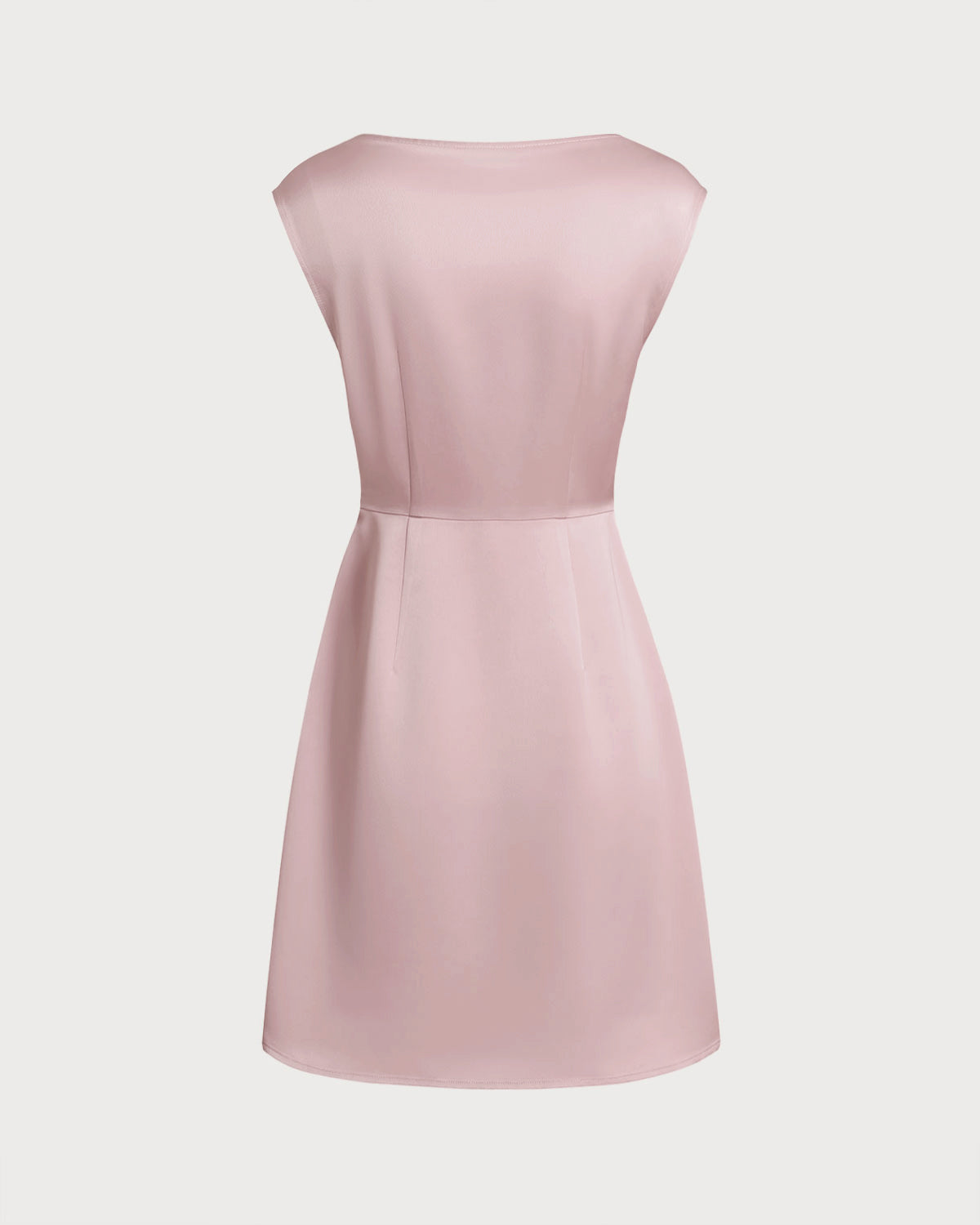 Pembe Tekne Yaka Saten Mini Elbise