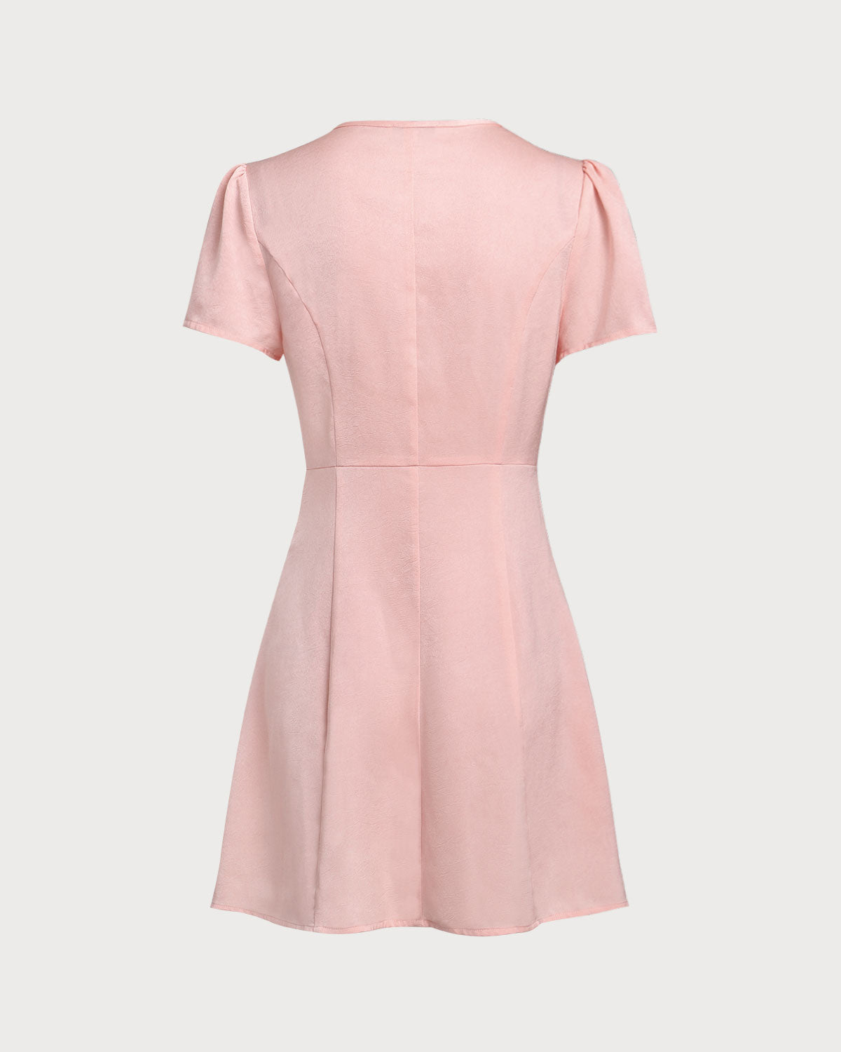 Pembe V Yaka Düğmeli Mini Elbise