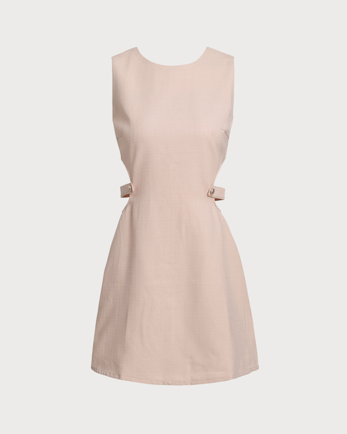 Pembe Tekne Yaka Kolsuz Mini Elbise