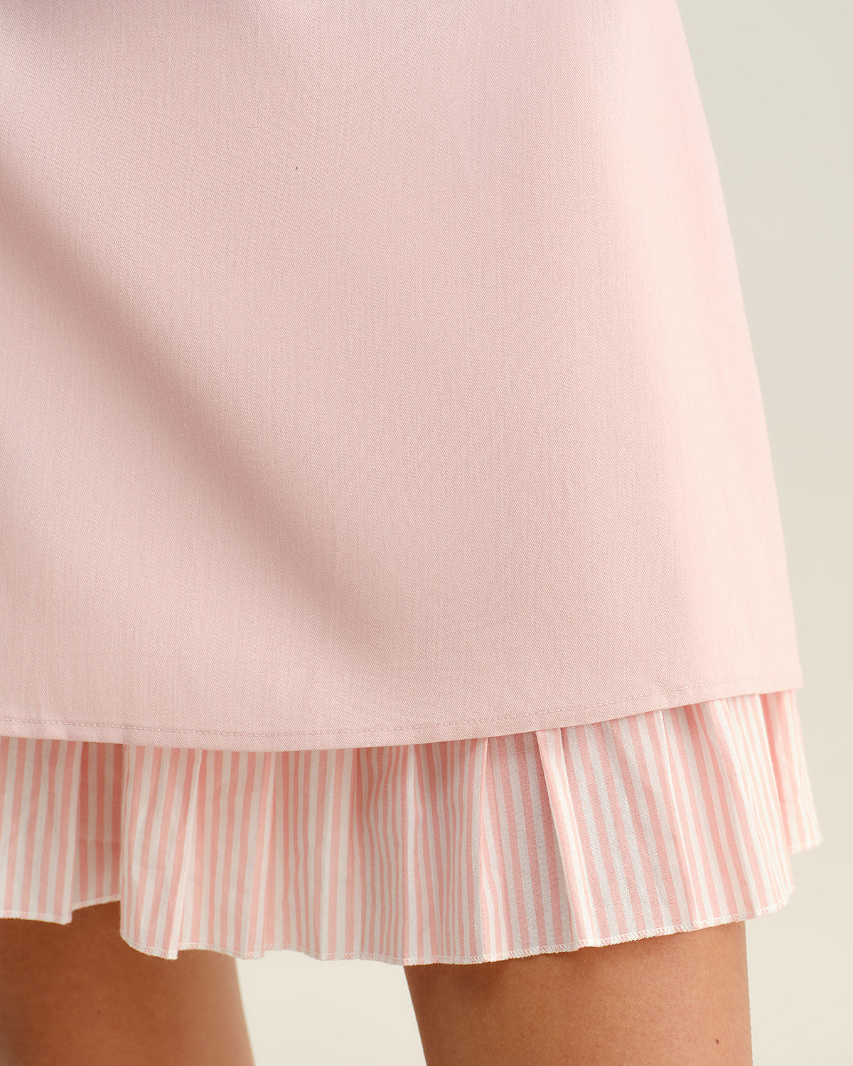 Pembe Kontrast A Kesim Mini Elbise