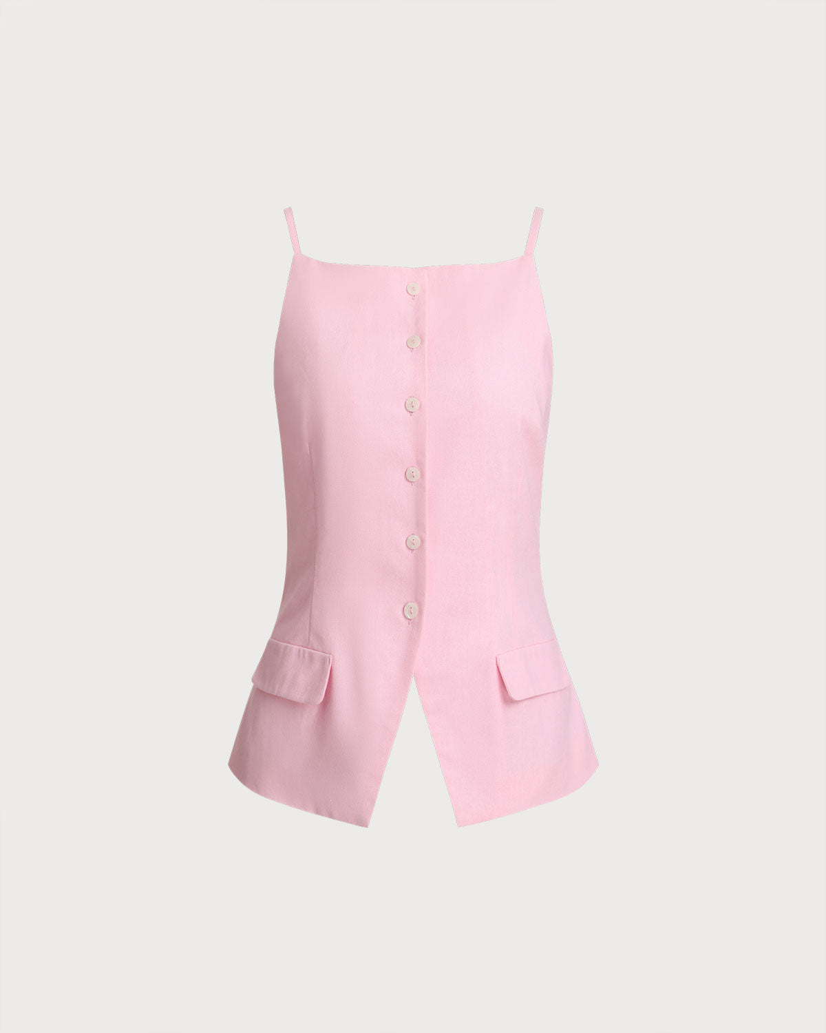 Pembe Kare Yaka Cepli Yelek