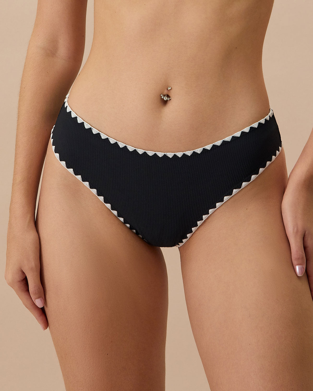 Siyah Kontrast Detaylı Ribana Bikini Altı
