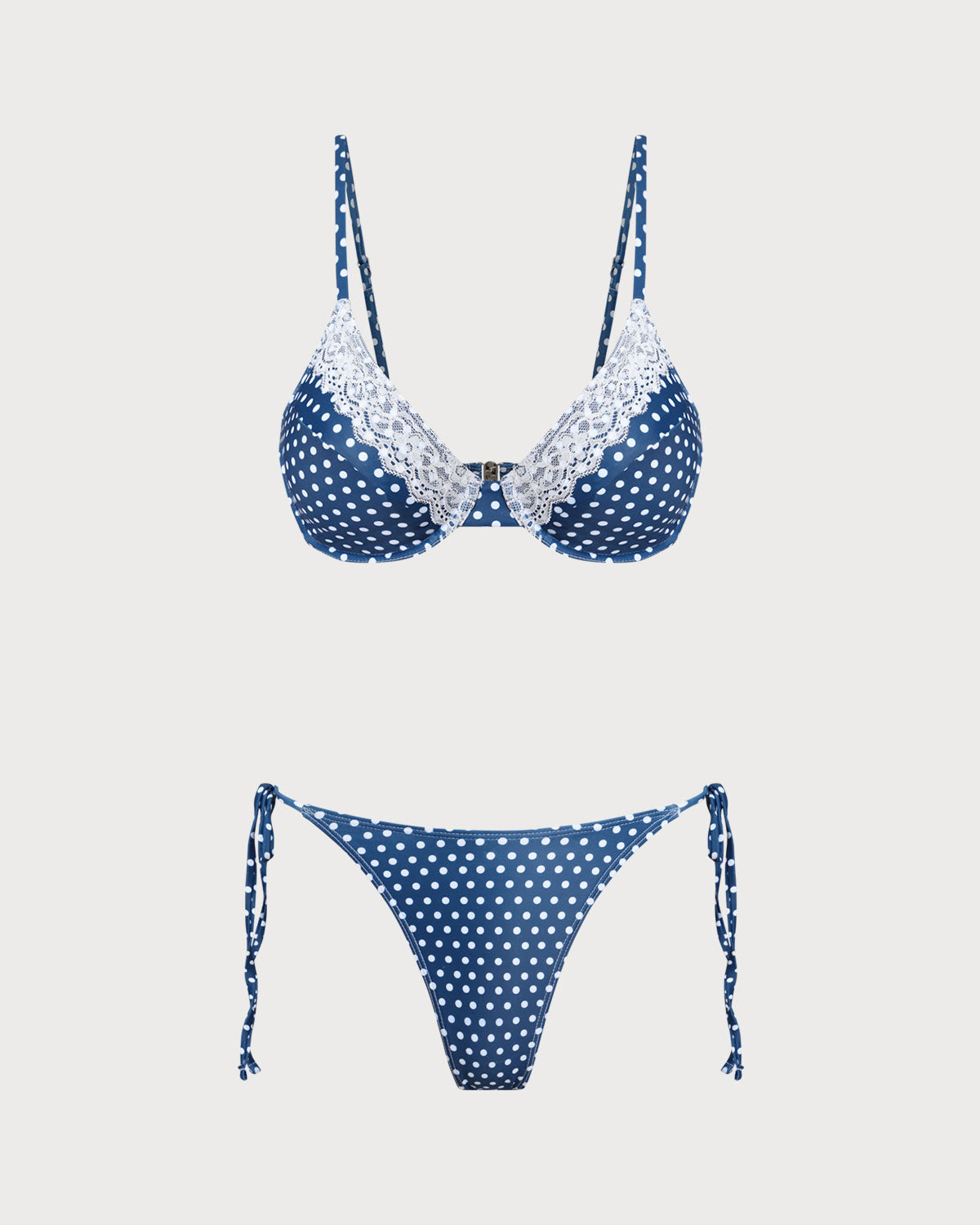 Mavi Puantiyeli Balenli Bikini Takımı