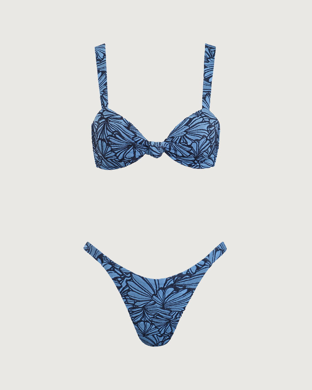 Mavi Geometrik Büküm Bikini Takımı