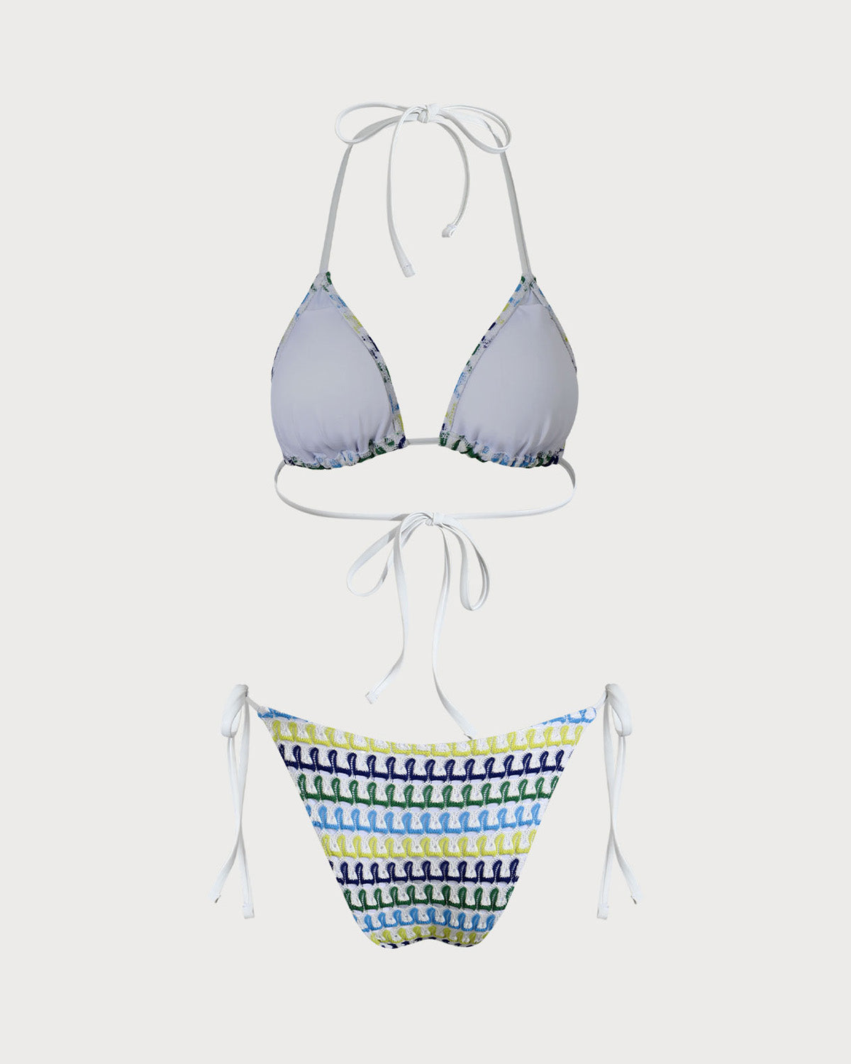 Mavi Geometrik Tığ İşi Bikini Takımı