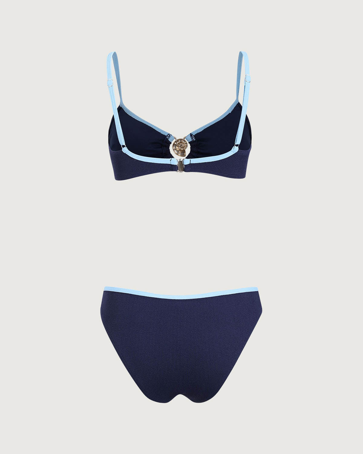 Mavi Kontrast Dokulu Bikini Takımı