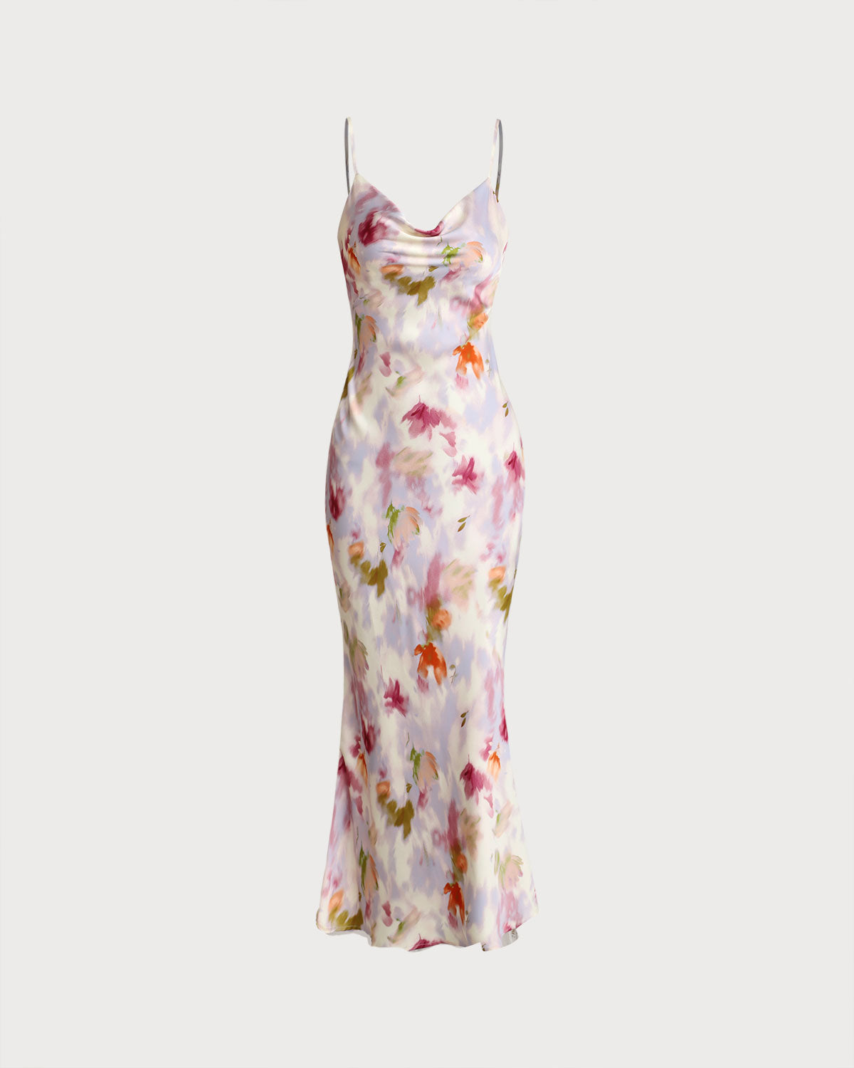 Pembe Çiçekli Deniz Kızı Slip Midi Elbise