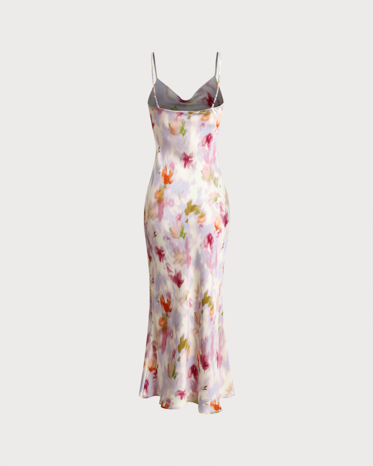 Pembe Çiçekli Deniz Kızı Slip Midi Elbise