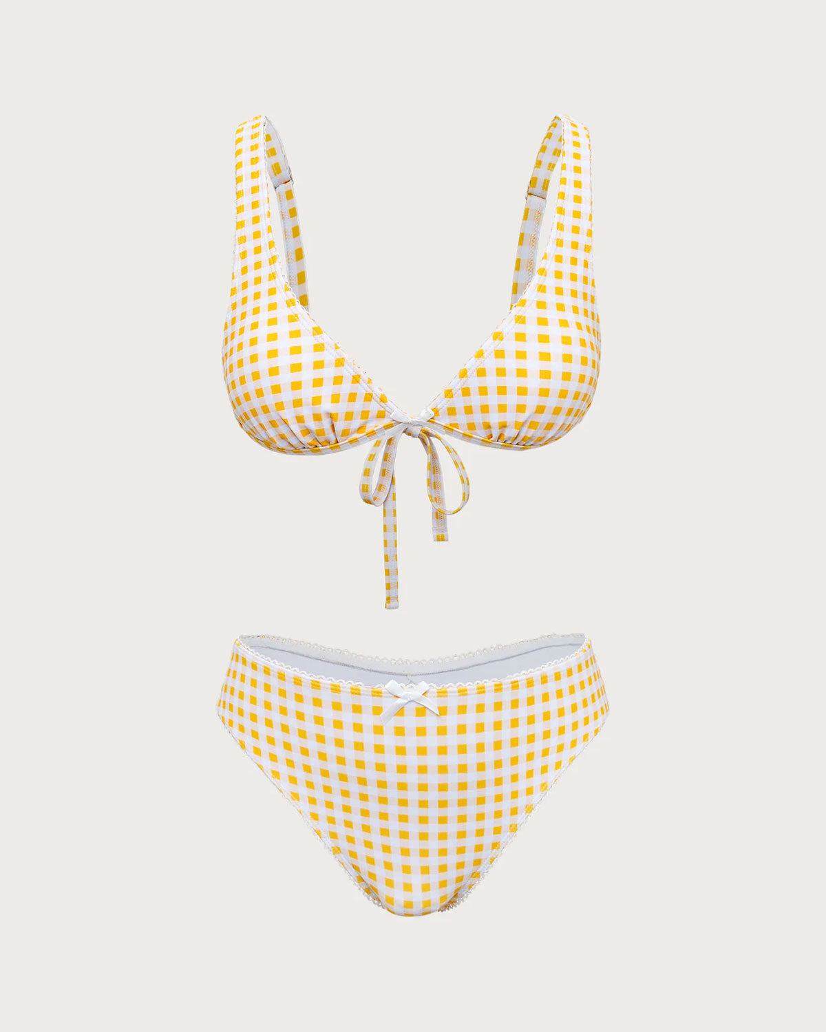 Sarı Ekose Üçgen Bikini Takımı