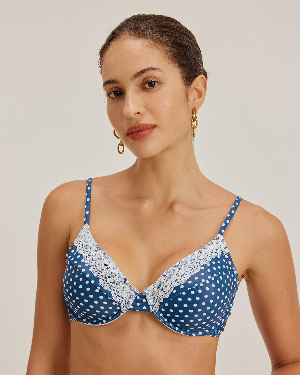 Mavi Puantiyeli Balenli Bikini Takımı