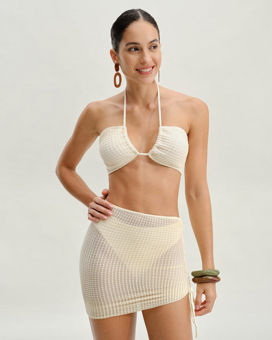Bej Straplez Bikini Takımı