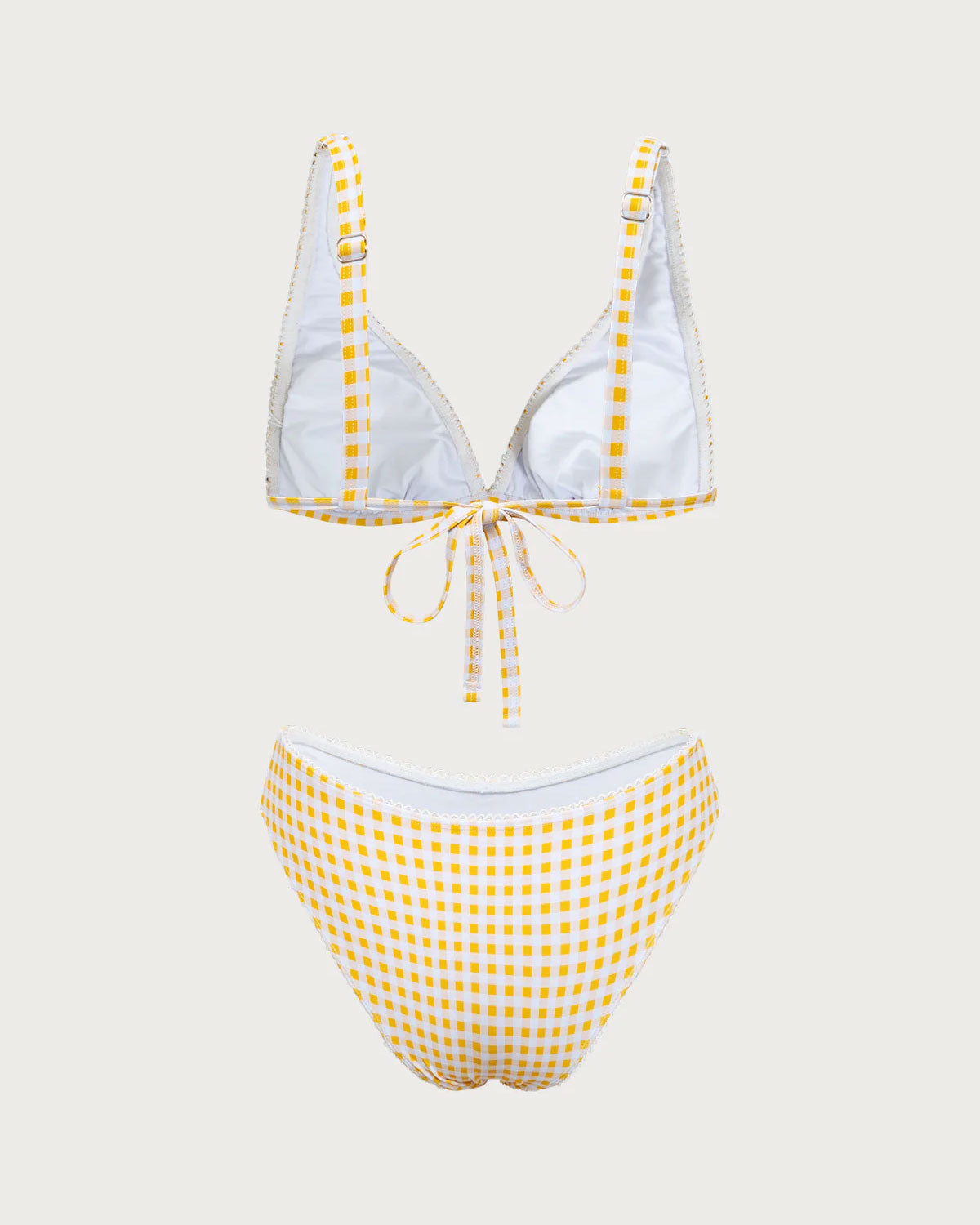 Sarı Ekose Üçgen Bikini Takımı