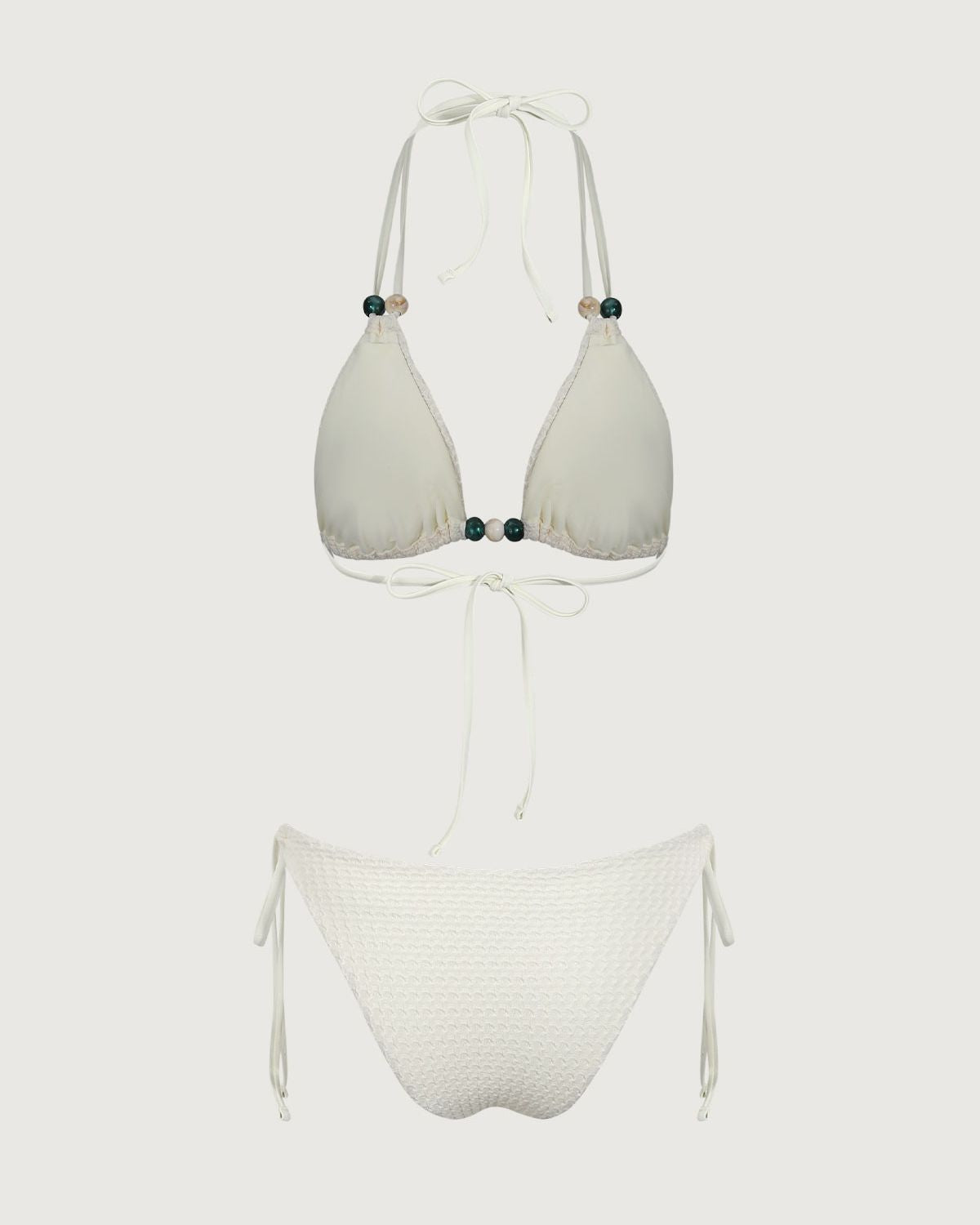 Bej Kesimli Boncuklu Bikini Takımı