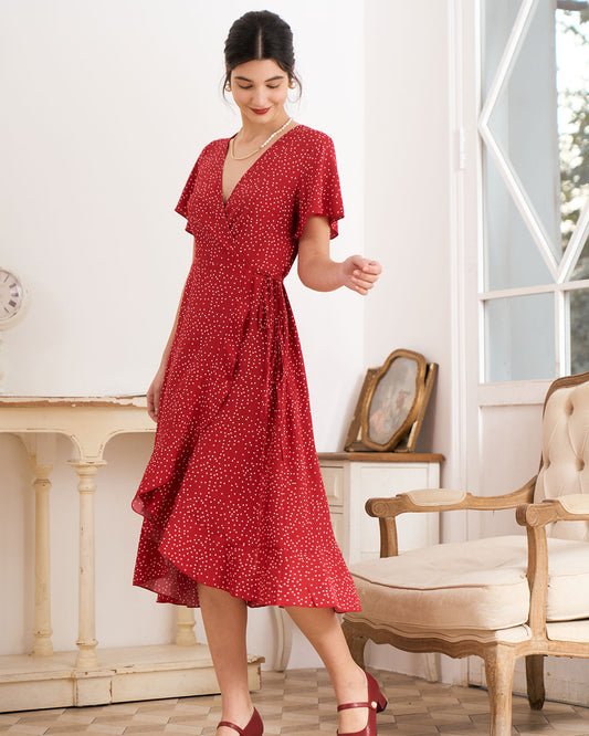 Polka Dot Volanlı Elbise