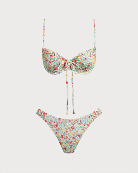 Yeşil Çiçekli Twist Bikini Setleri