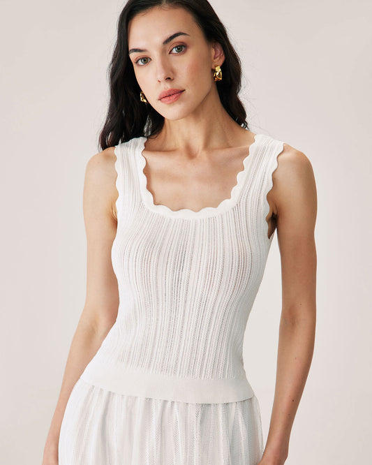 Beyaz Hollow Slim Tank Top