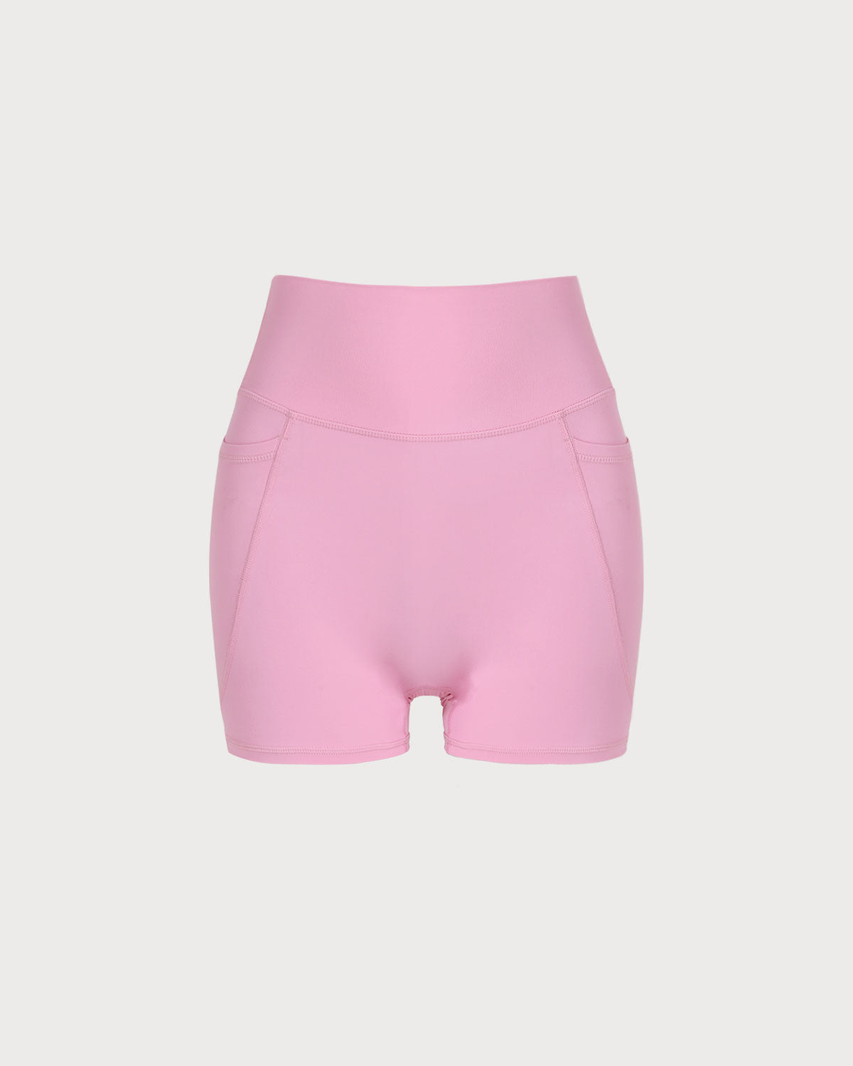 Pembe Cepli Yüksek Bel Yoga Şortu