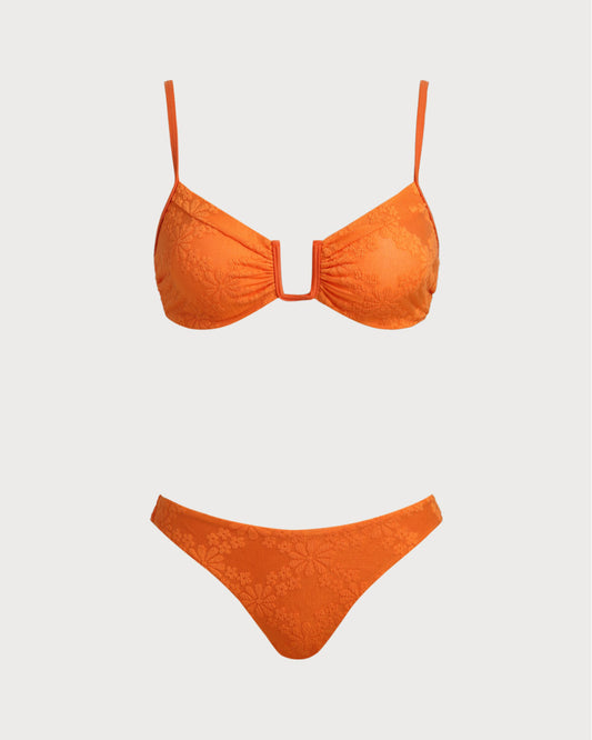 Turuncu Jakarlı Bralet Bikini Takımı