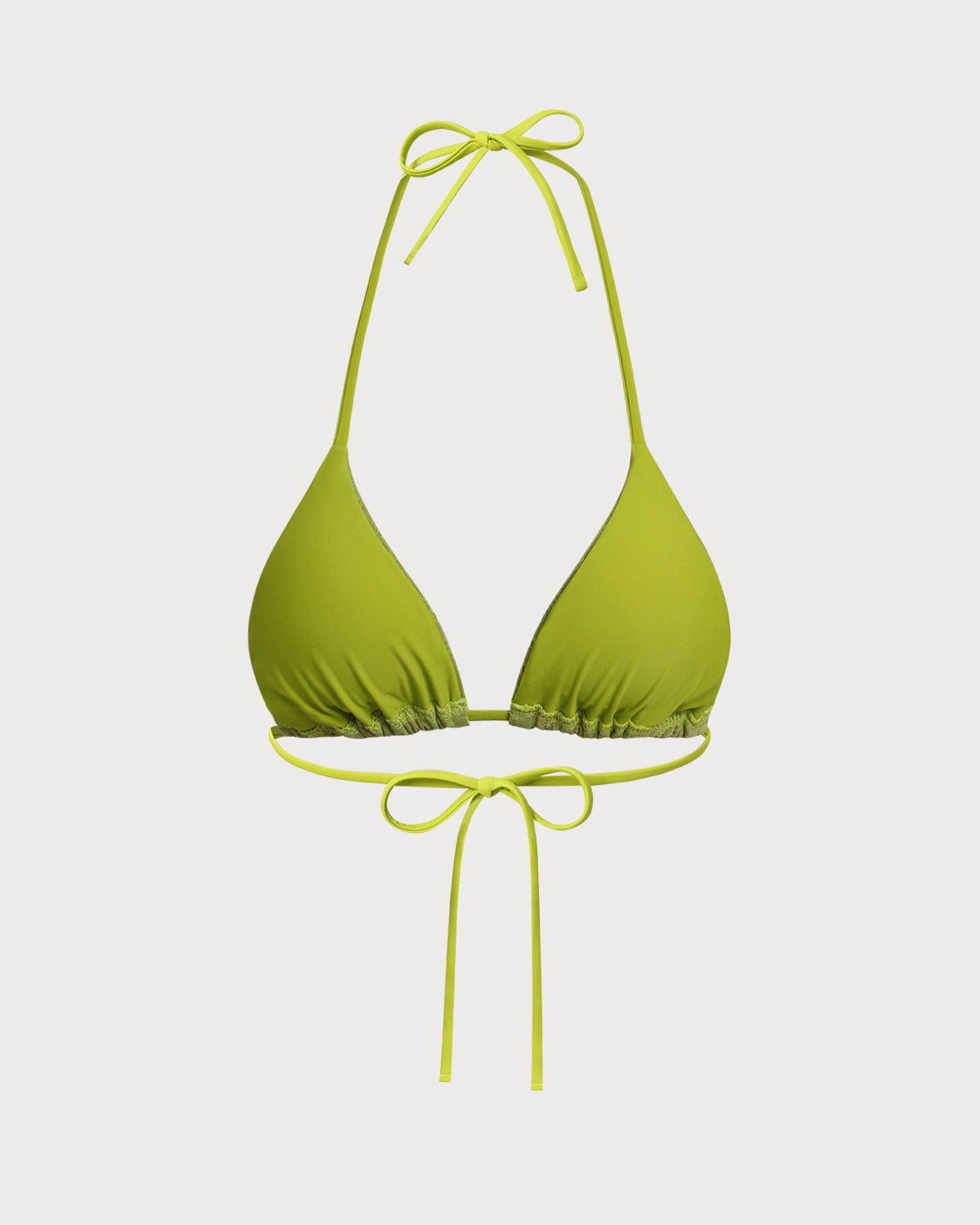 Yeşil Jakarlı Bağcıklı Bikini Üstü