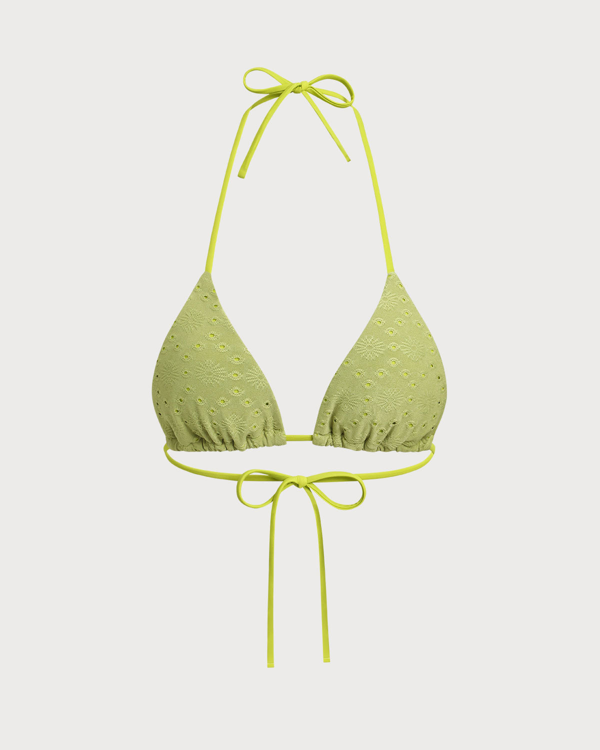 Yeşil Jakarlı Bağcıklı Bikini Üstü