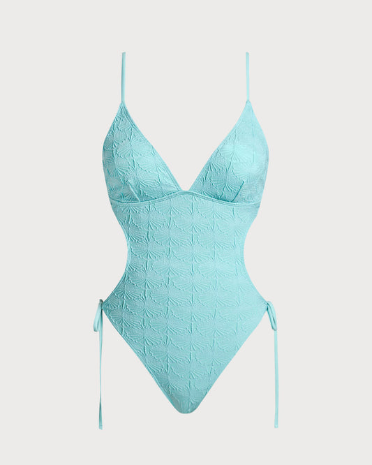 Mavi Dokulu Bralet Tek Parça Mayo