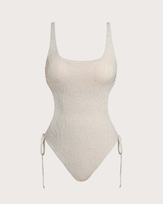 Kırık Beyaz Dokulu Bralet Tek Parça Mayo