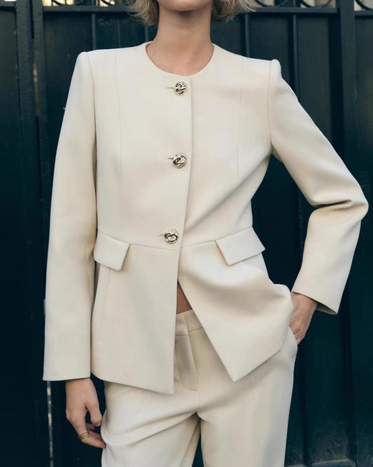 Kayısı Düğmeli Cepli Blazer